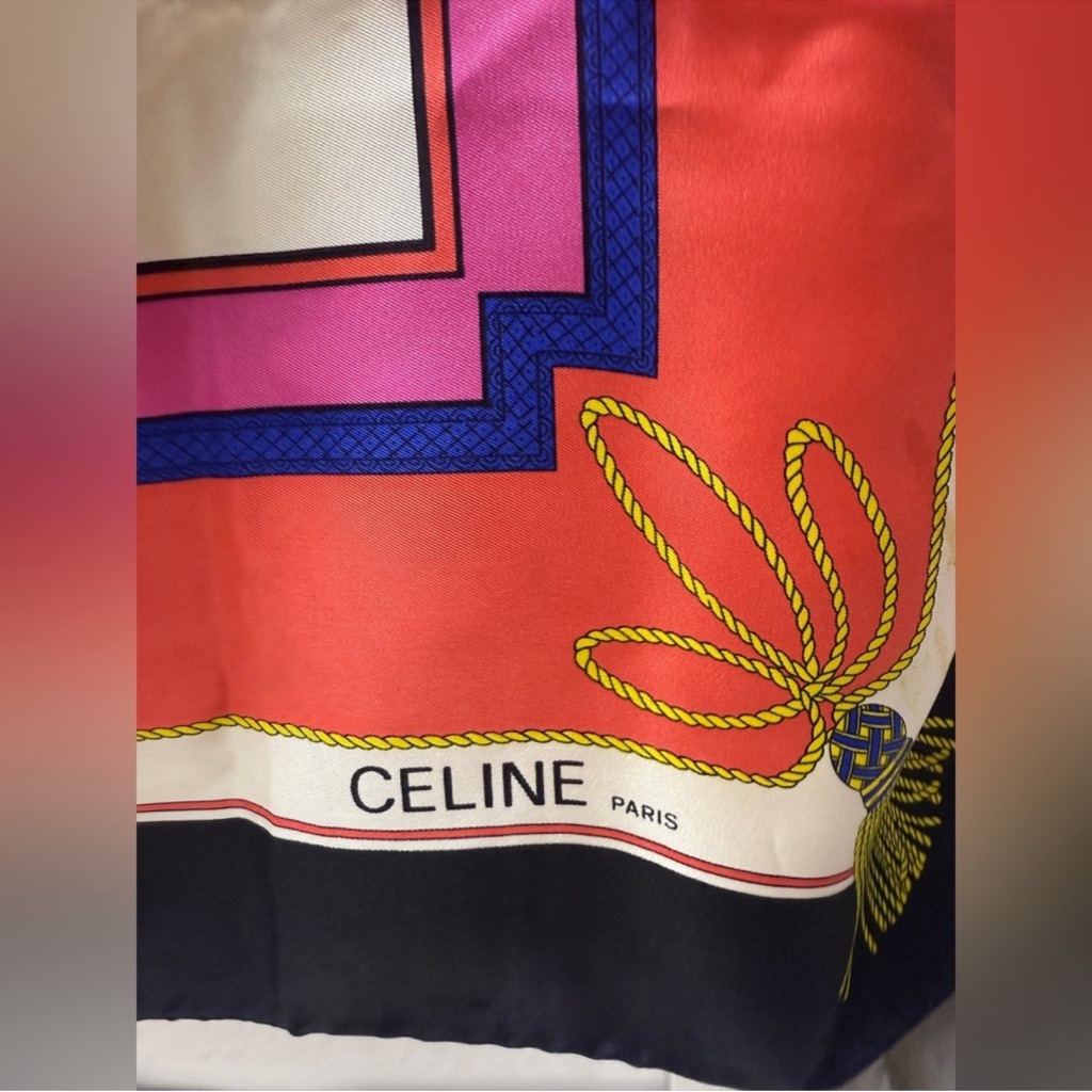 Celine Multicolor Silk Scarf 100 Silk Scarf